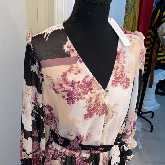 Calvin Klein Multicolor Floral Long Sleeve Dress NWT size 10 - Picture 3 of 8